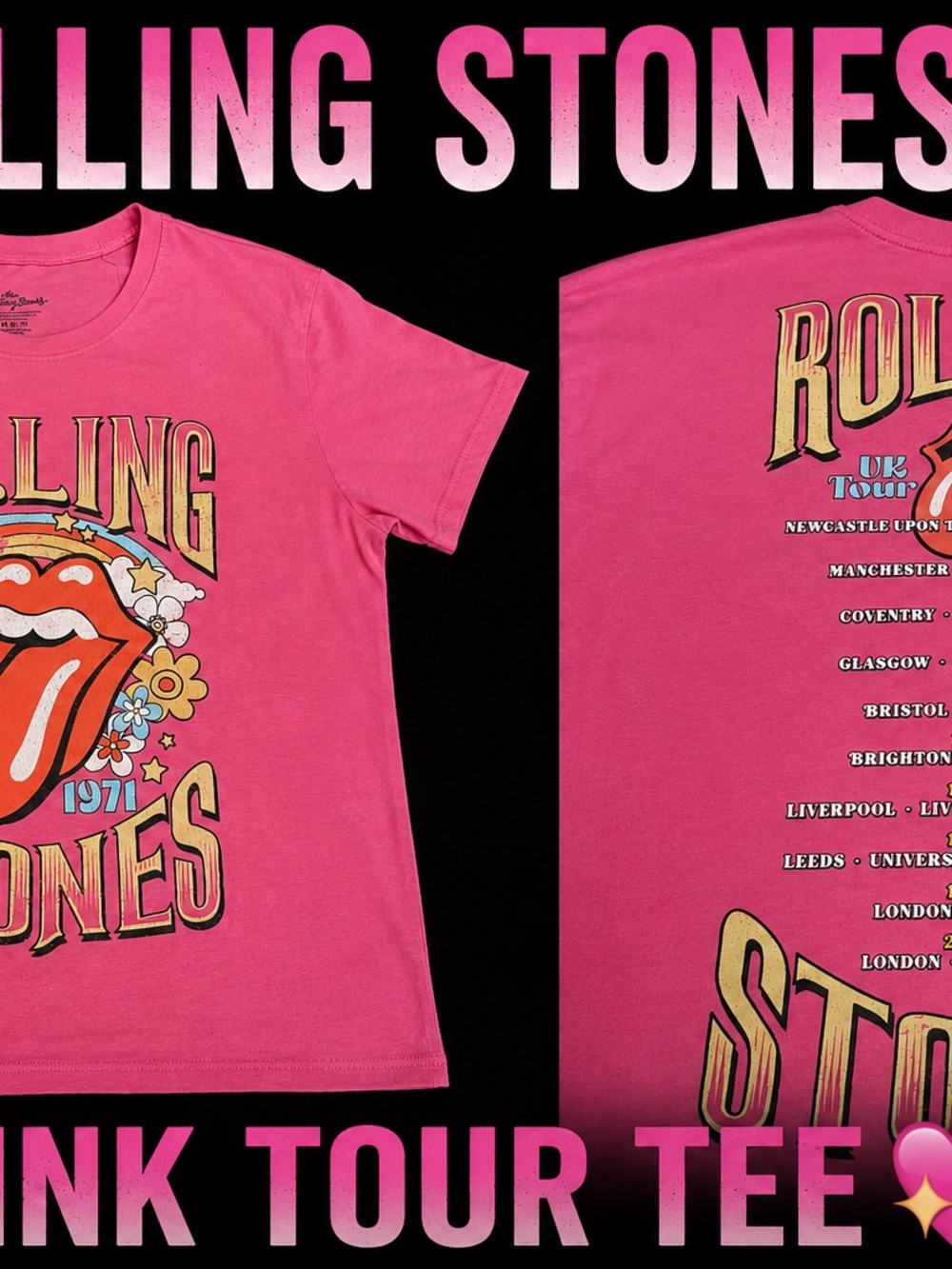 The Rolling Stones Pink Graphic Tour Women’s Tee